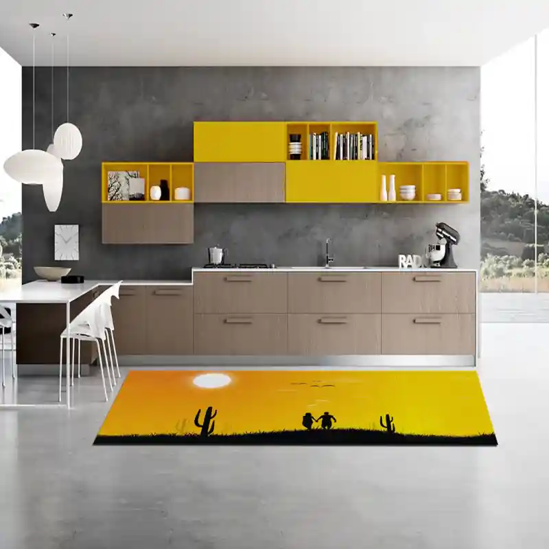 Tappeto Passatoia Salotto Cucina Bagno Lavabile Simbolo Lui Lei Passeggiata Mano Cactus Amore LL0033