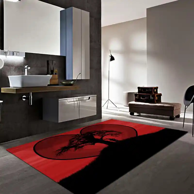 Tappeto Passatoia Salotto Cucina Bagno Lavabile Lui Lei Cuore Rosso Albero Tramonto - LL0032