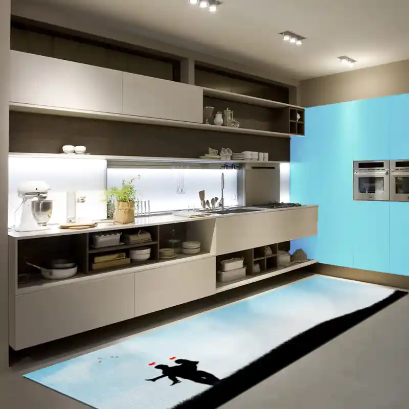 Tappeto Passatoia Salotto Cucina Bagno Lavabile Lui Lei Abbraccio Amore Cuori Rossi - LL0030