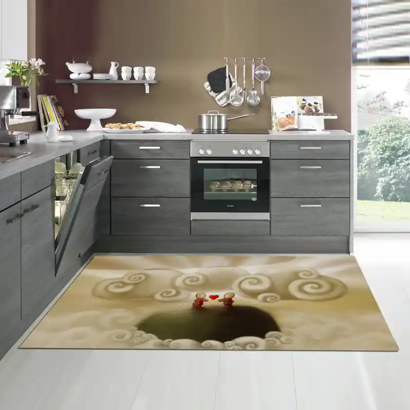 Tappeto Passatoia Salotto Cucina Bagno Lavabile Lui Lei Monte Panorama Nubi Amore - LL0027