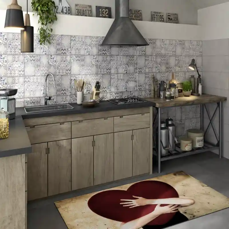 Tappeto Passatoia Salotto Cucina Bagno Lavabile Lui Lei Abbraccio Cuore Rosso - LL0025
