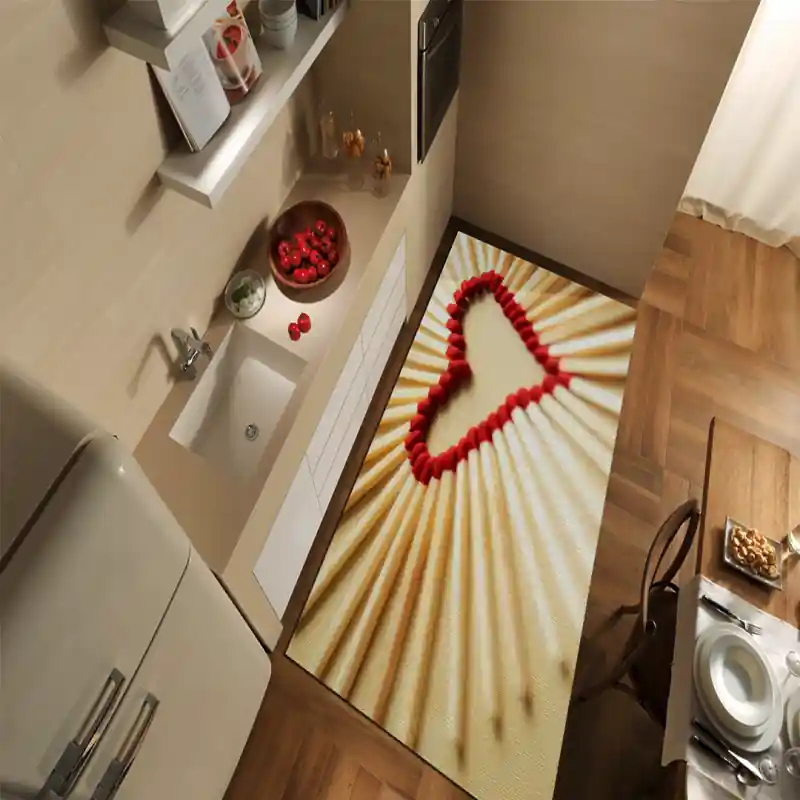 Tappeto Passatoia Salotto Cucina Bagno Lavabile Lui Lei Cuore Fiammiferi Amore - LL0024