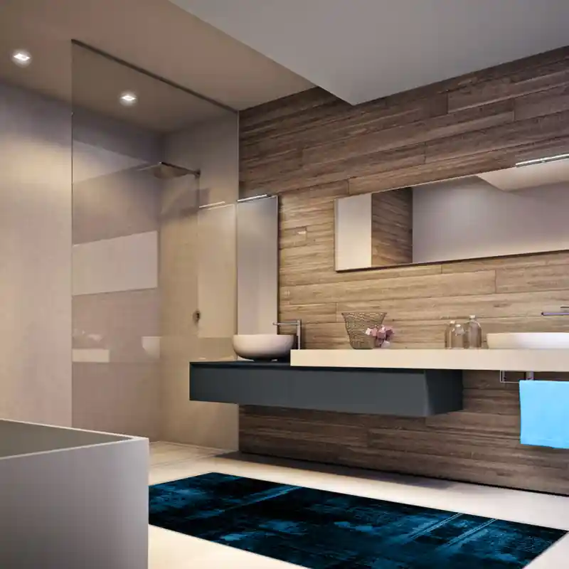 Tappeto Passatoia Salotto Cucina Bagno Lavabile Antiscivolo Moderno Sfumato Azzurro- MOD5116