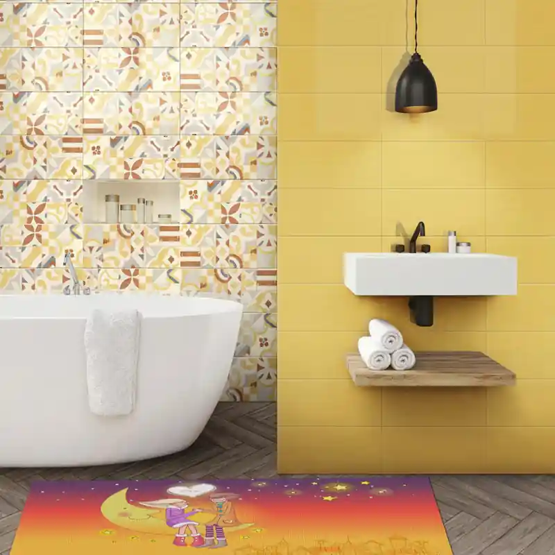 Tappeto Passatoia Salotto Cucina Bagno Lavabile Lui Lei Mani Intrecciate Luna Sogno - LL0019