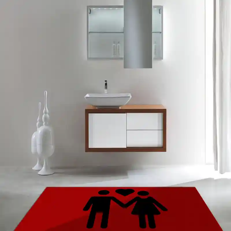 Tappeto Passatoia Salotto Cucina Bagno Lavabile Lui Lei Mano Cuore Stilizzato - LL0005