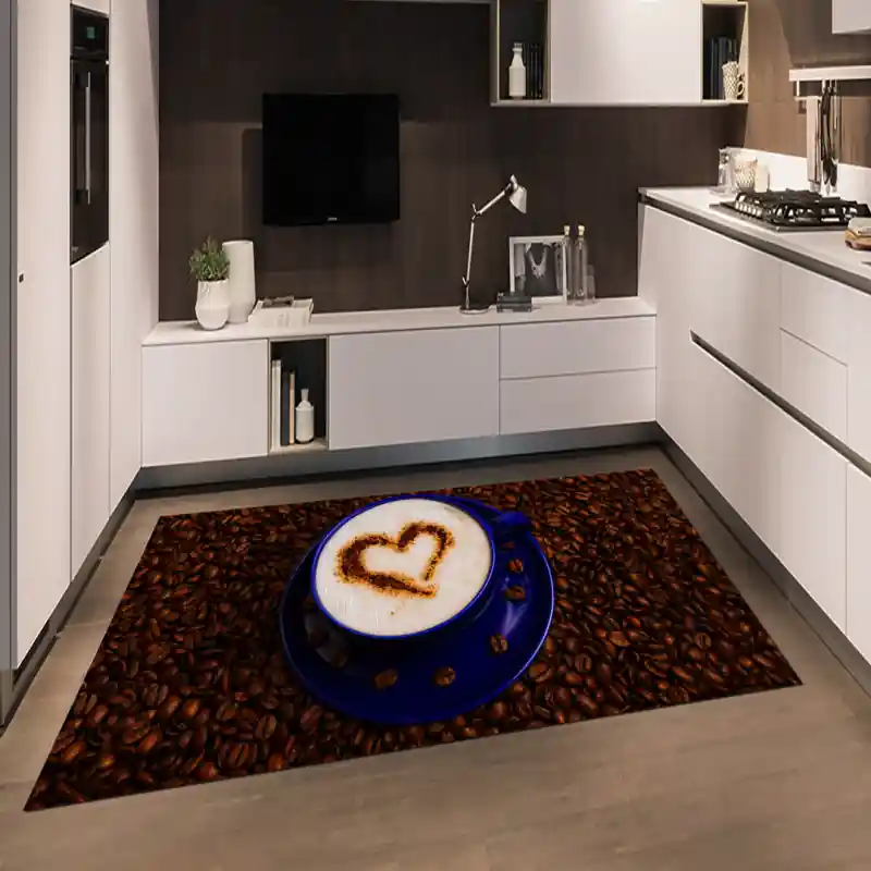 Tappeto Passatoia Salotto Cucina Bagno Lavabile Drink Bevanda Cappuccino Caffè Chicchi - DR0024