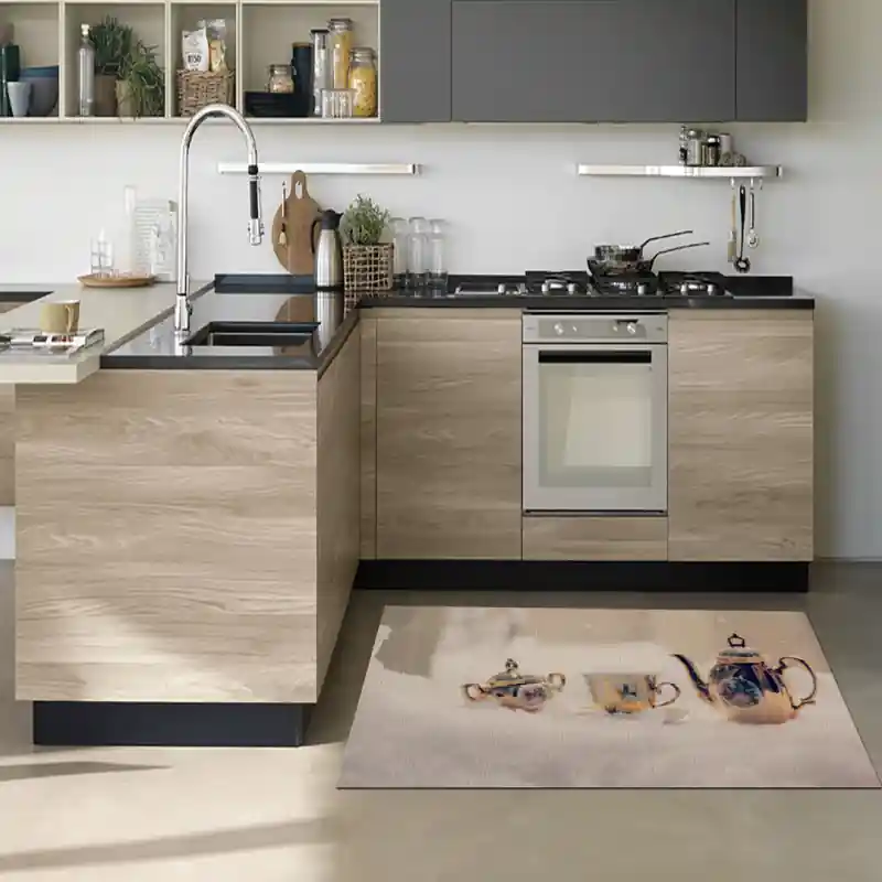 Tappeto Passatoia Salotto Cucina Bagno Lavabile Drink Servizio Da Tè Argento - DR0026