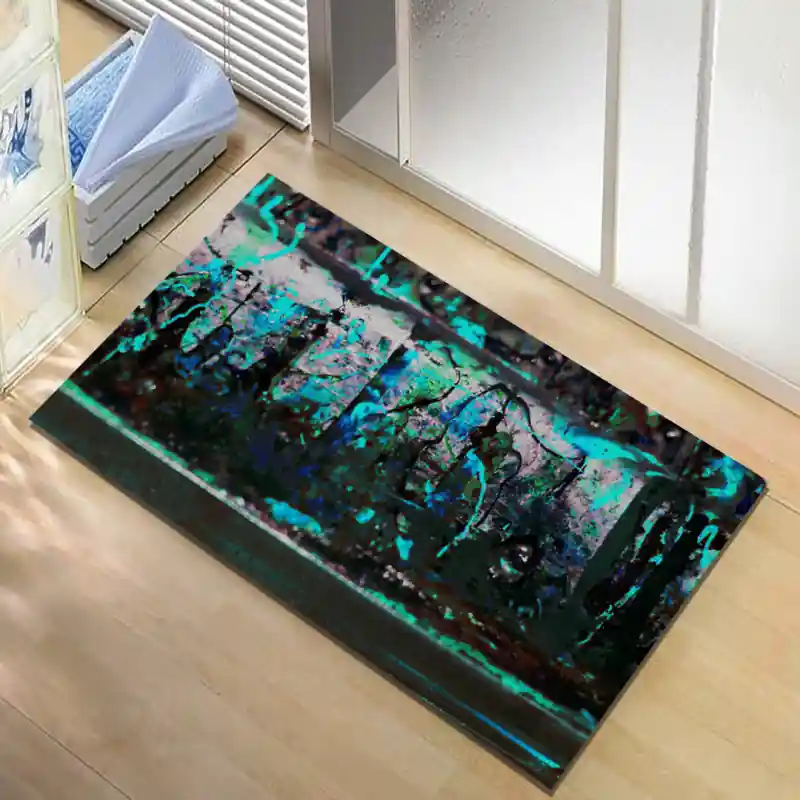 Tappeto Passatoia Salotto Cucina Bagno Lavabile Antiscivolo Moderno Astratto Azzurro - MOD5194