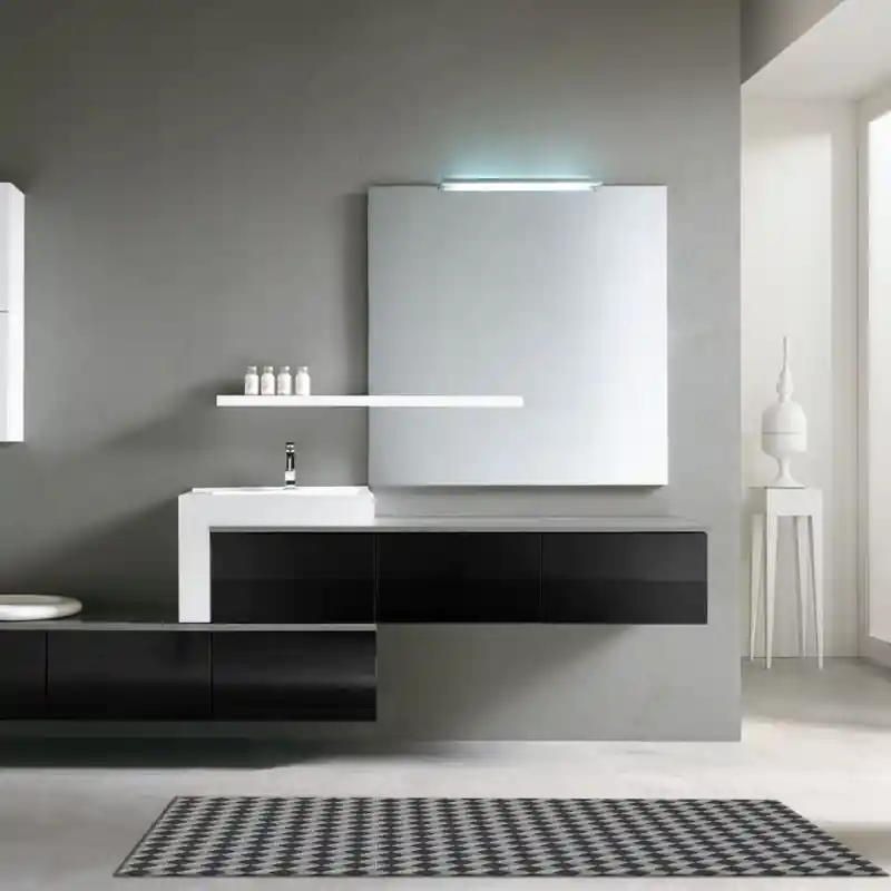 Tappeto Passatoia Salotto Cucina Bagno Lavabile Antiscivolo Moderno Geometrico Cubi Grigio - MOD5188