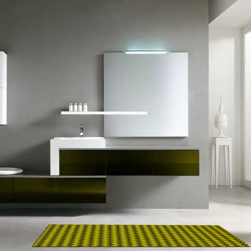 Tappeto Salotto Cucina Bagno Lavabile Antiscivolo Moderno Geometrico Cubi Verde Chiaro- MOD5187