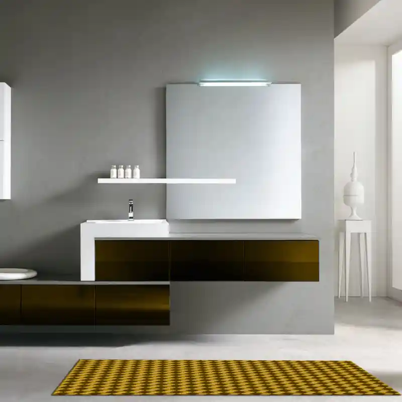 Tappeto Passatoia Salotto Cucina Bagno Lavabile Antiscivolo Moderno Geometrico Cubi Giallo - MOD5181
