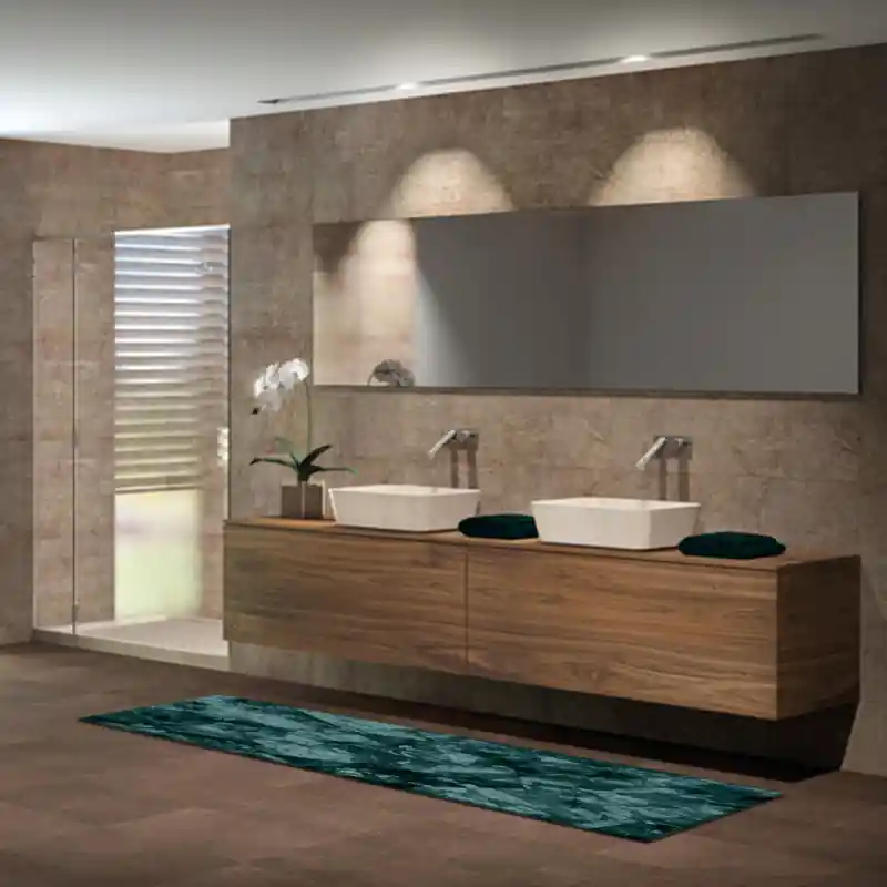 Tappeto Passatoia Salotto Cucina Bagno Lavabile Antiscivolo Moderno Geometrico Verde - MOD5173