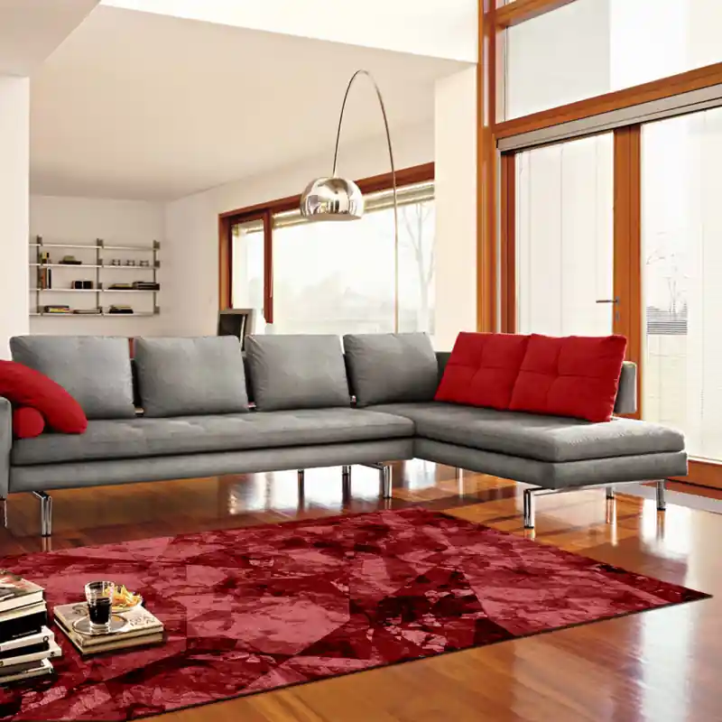 Tappeto Passatoia Salotto Cucina Bagno Lavabile Antiscivolo Moderno Geometrico Rosso- MOD5171