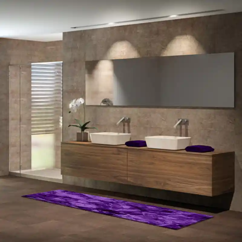 Tappeto Passatoia Salotto Cucina Bagno Lavabile Antiscivolo Moderno Geometrico Viola -MOD5170