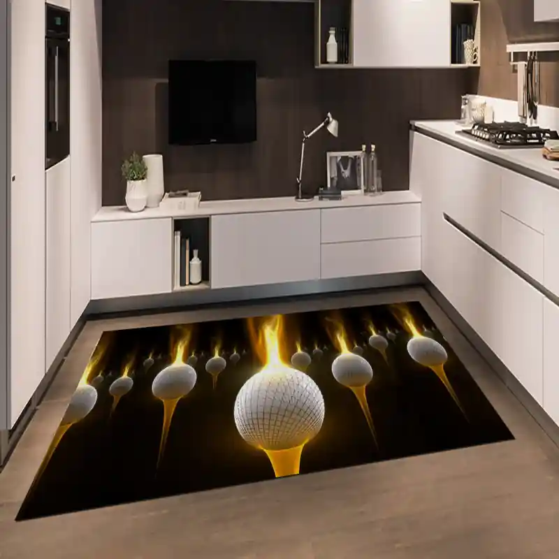 Tappeto Passatoia Salotto Cucina Bagno Lavabile Sport Palline Golf Infuocate - SPO0053