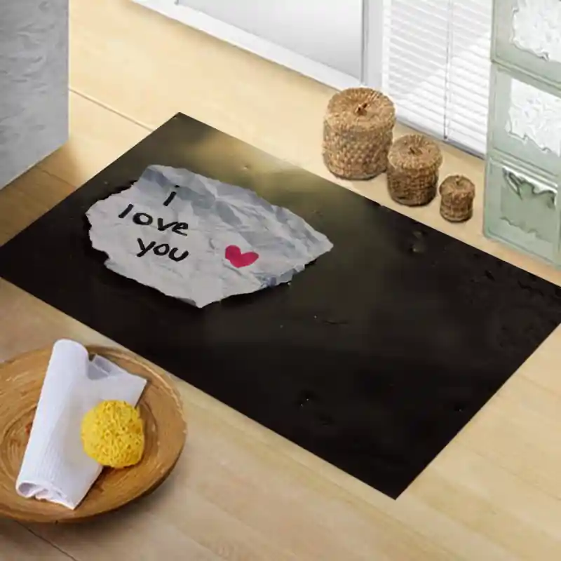 Tappeto Passatoia Salotto Cucina Bagno Lavabile Lui Lei Scritta Strappo Carta I Love You - LL0089