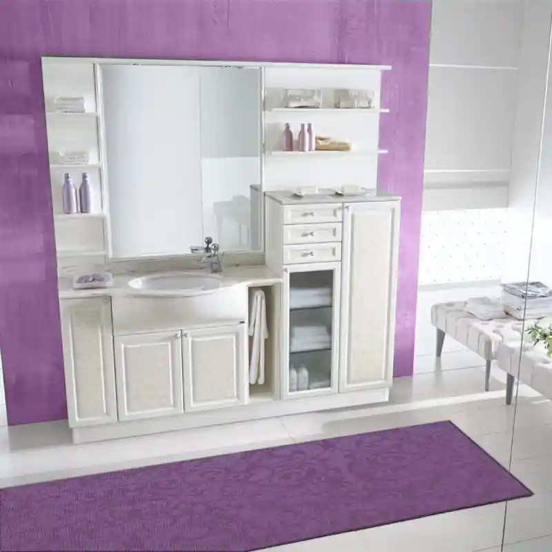 Tappeto Passatoia Salotto Cucina Bagno Lavabile Antiscivolo Moderno Disegni Viola - MOD5121