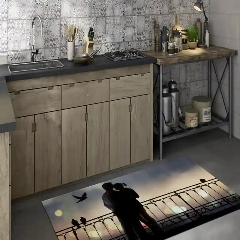 Tappeto Passatoia Salotto Cucina Bagno Lavabile Lui Lei Balconata Panorama Bacio Fronte - LL0069