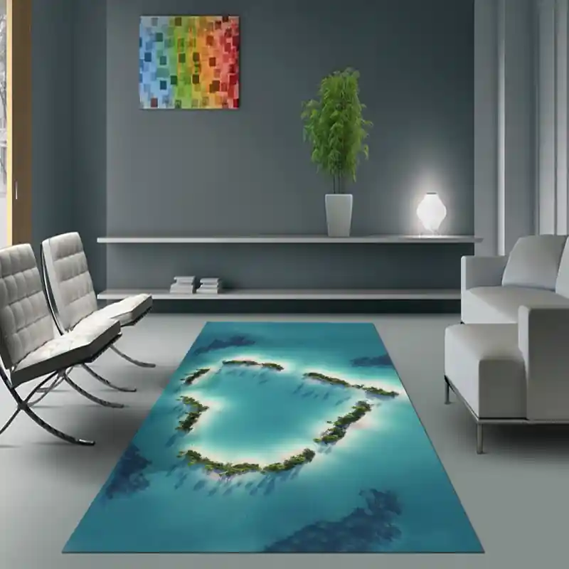 Tappeto Passatoia Salotto Cucina Bagno Lavabile Lui Lei Atollo Mare Cuore Amore Relax - LL0064