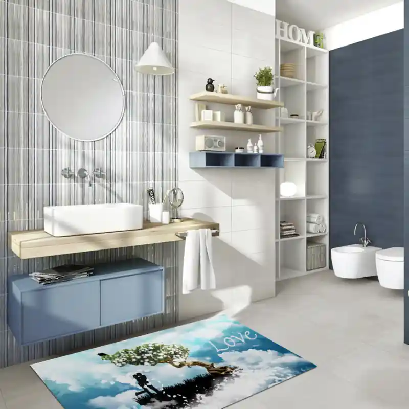 Tappeto Passatoia Salotto Cucina Bagno Lavabile Lui Lei Albero Abbraccio Amore Nido - LL0054