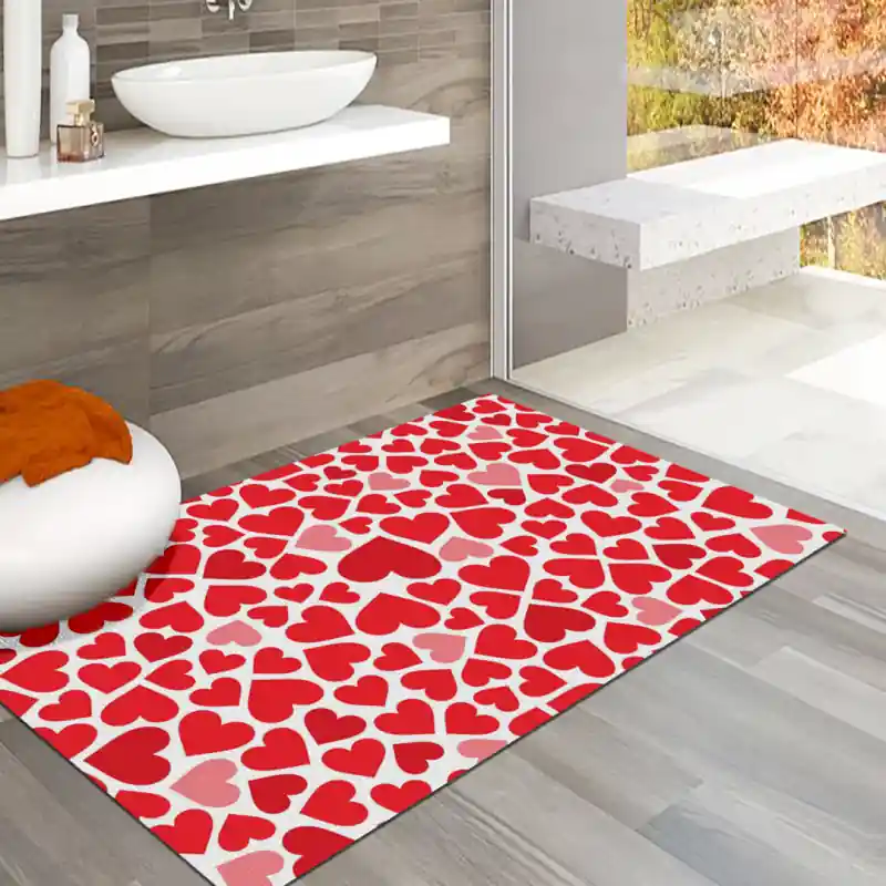 Tappeto Passatoia Salotto Cucina Bagno Lavabile Lui Lei Fantasia Cuori Rossi - LL0052