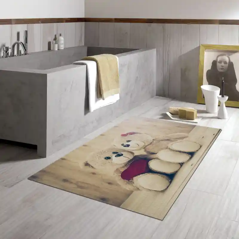 Tappeto Passatoia Salotto Cucina Bagno Lavabile Lui Lei Orsacchiotti Cuore Amore - LL0046