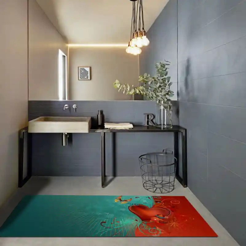 Tappeto Passatoia Salotto Cucina Bagno Lavabile Lui Lei Cuore Rosso Fantasia Astratta - LL0036