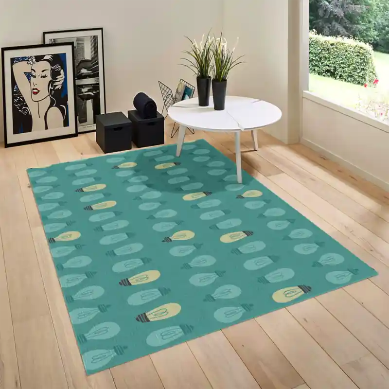 Tappeto Passatoia Salotto Cucina Bagno Lavabile Pattern Schema Lampadina Verde - PATT0005