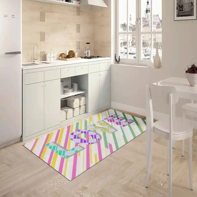 Tappeto Passatoia Salotto Cucina Bagno Lavabile Lui Lei Scritta Love Colori Fantasia Righe - LL0103