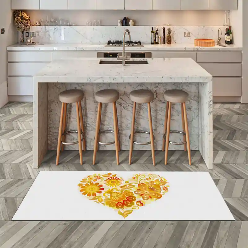 Tappeto Passatoia Salotto Cucina Bagno Lavabile Lui Lei Cuore Fantasia Floreale Giallo - LL0109