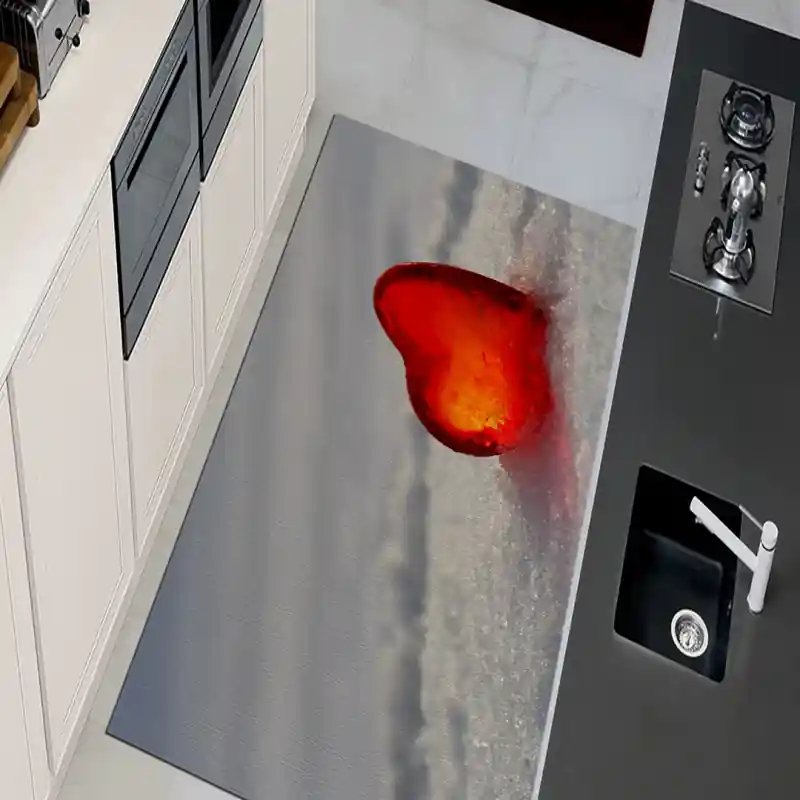 Tappeto Passatoia Salotto Cucina Bagno Lavabile Lui Lei Cuore Rubino Rosso Neve Amore - LL0095