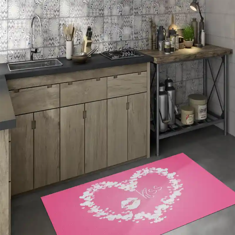 Tappeto Passatoia Salotto Cucina Bagno Lavabile Lui Lei Cuore Kiss Bacio Amore - LL0094
