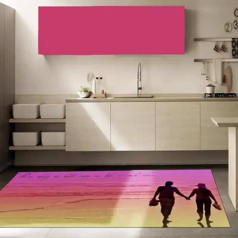 Tappeto Passatoia Salotto Cucina Bagno Lavabile Lui Lei Frase Amore Passeggiata Mare Mano - LL0093