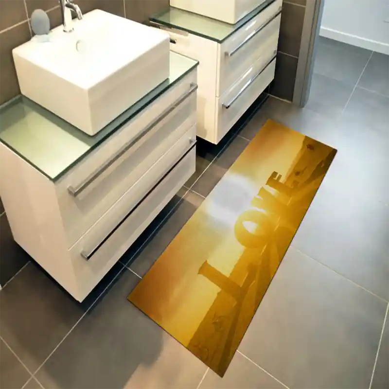 Tappeto Passatoia Salotto Cucina Bagno Lavabile Lui Lei Scultura Scritta Love Tramonto Ombre LL0092