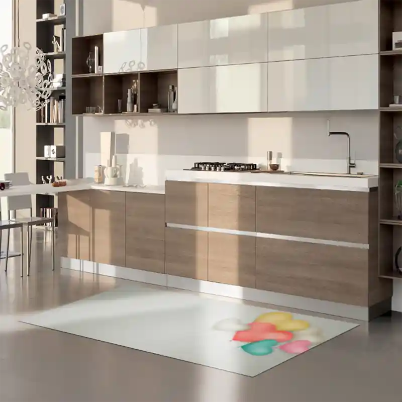 Tappeto Passatoia Salotto Cucina Bagno Lavabile Lui Lei Palloncini Forma Cuore Colorati - LL0091