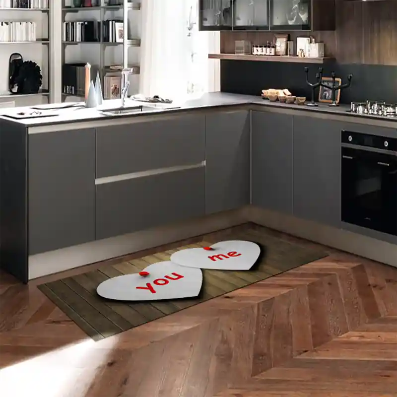 Tappeto Passatoia Salotto Cucina Bagno Lavabile Lui Lei Cuori Incisi You Me - LL0074