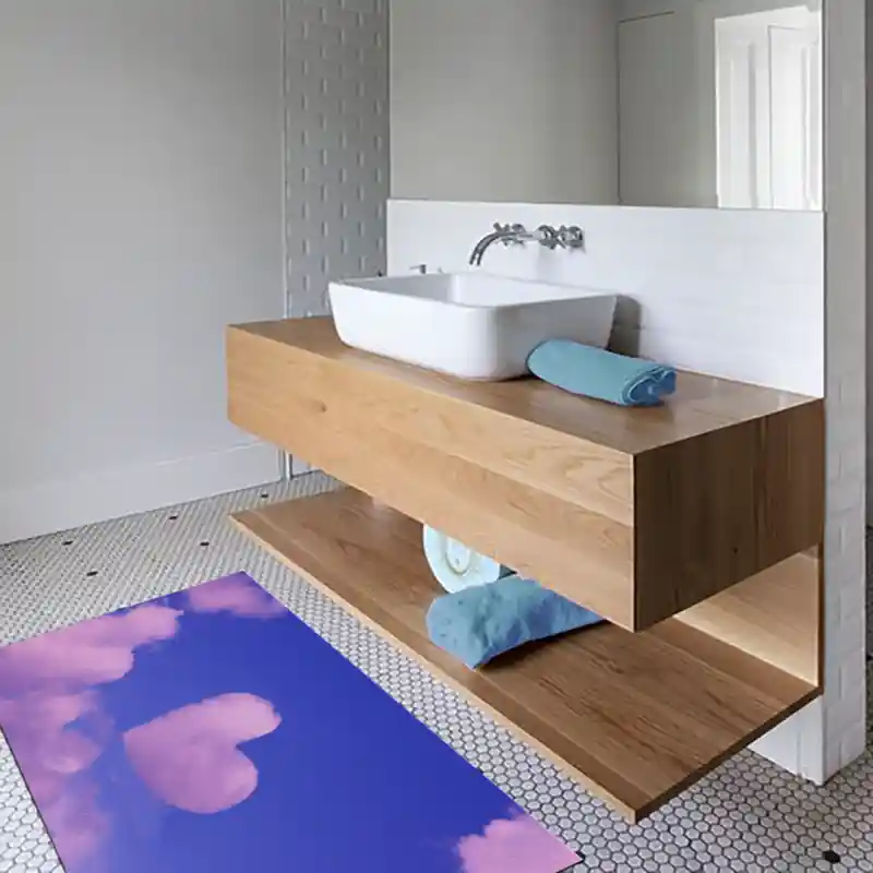 Tappeto Passatoia Salotto Cucina Bagno Lavabile Lui Lei Nuvole Forma Cuore Viola Alba - LL0072