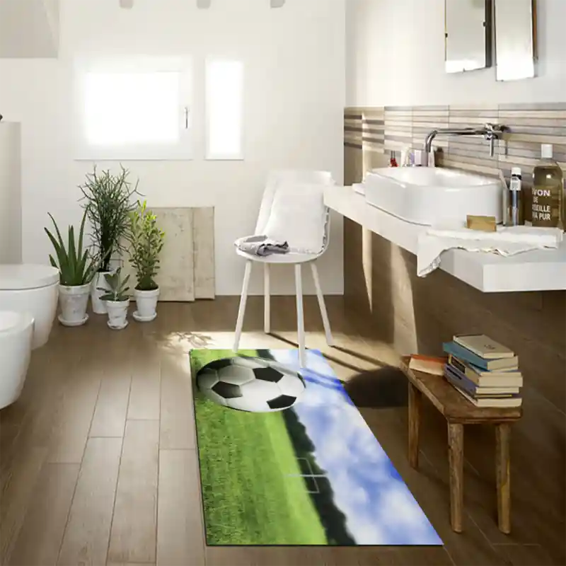 Tappeto Passatoia Salotto Cucina Bagno Lavabile Sport Calcio Football Campo Palla - SPO0021