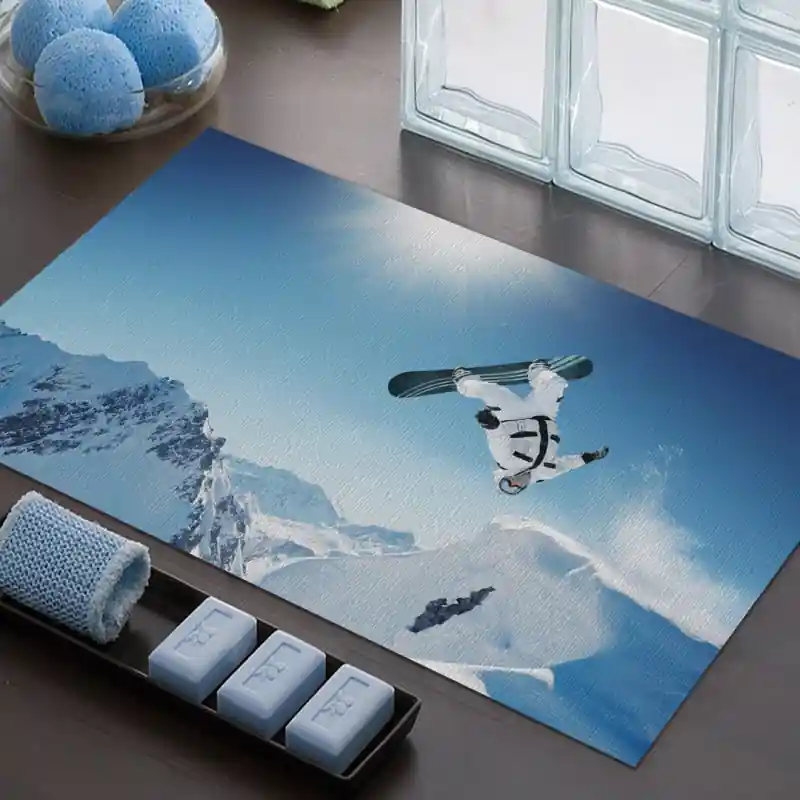 Tappeto Passatoia Salotto Cucina Bagno Lavabile Sport Invernali Snowboard Neve - SPO0006