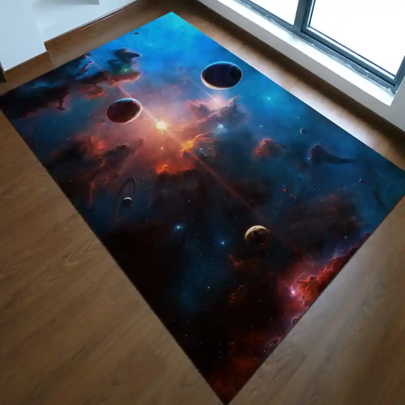 Tappeto Passatoia Salotto Cucina Bagno Lavabile Spazio Universo Galassia Stelle Luci Pianeti SPA0058
