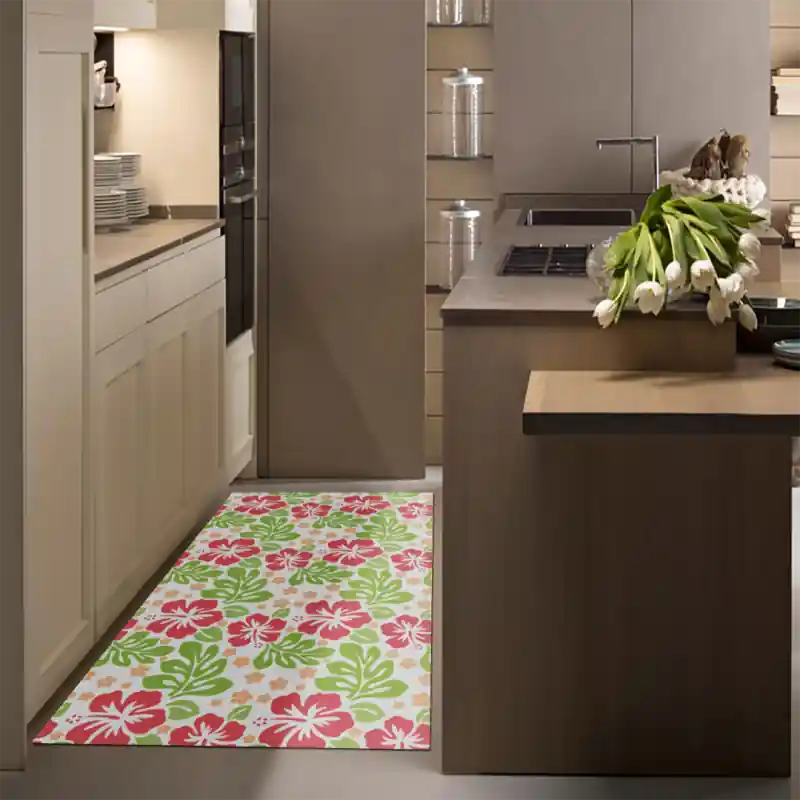 Tappeto Passatoia Salotto Cucina Bagno Lavabile Pattern Motivo Floreale Fiore Hawaiano - PATT0059