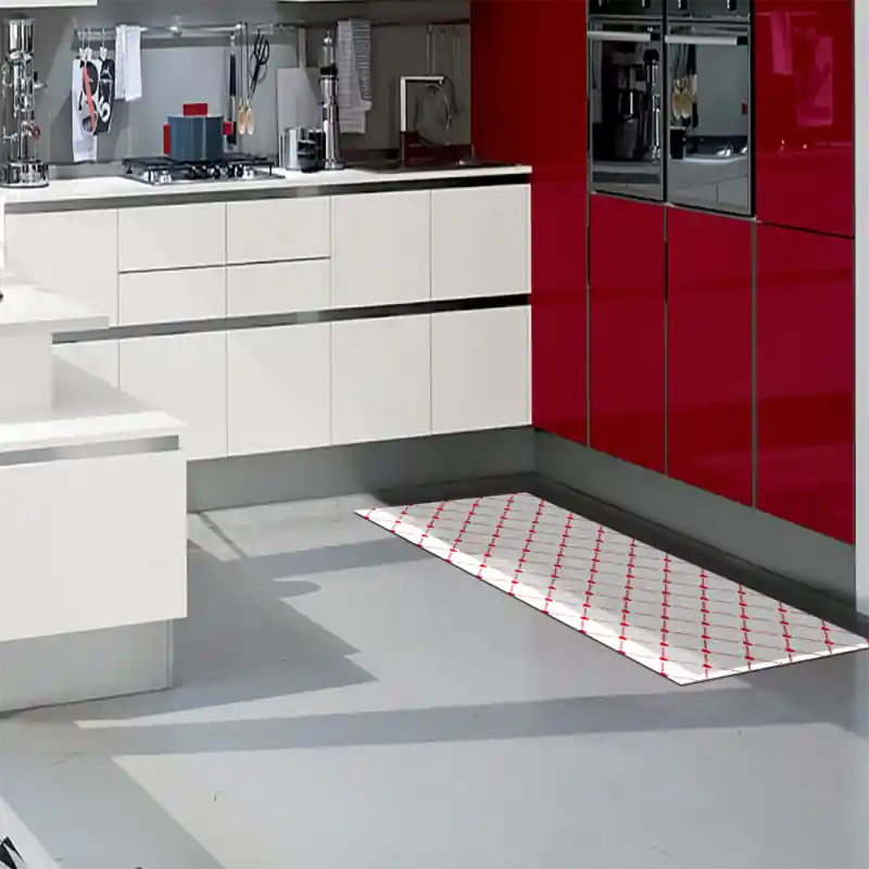 Tappeto Passatoia Salotto Cucina Bagno Lavabile Pattern Motivo Quadri Cuori Rossi - PATT0042