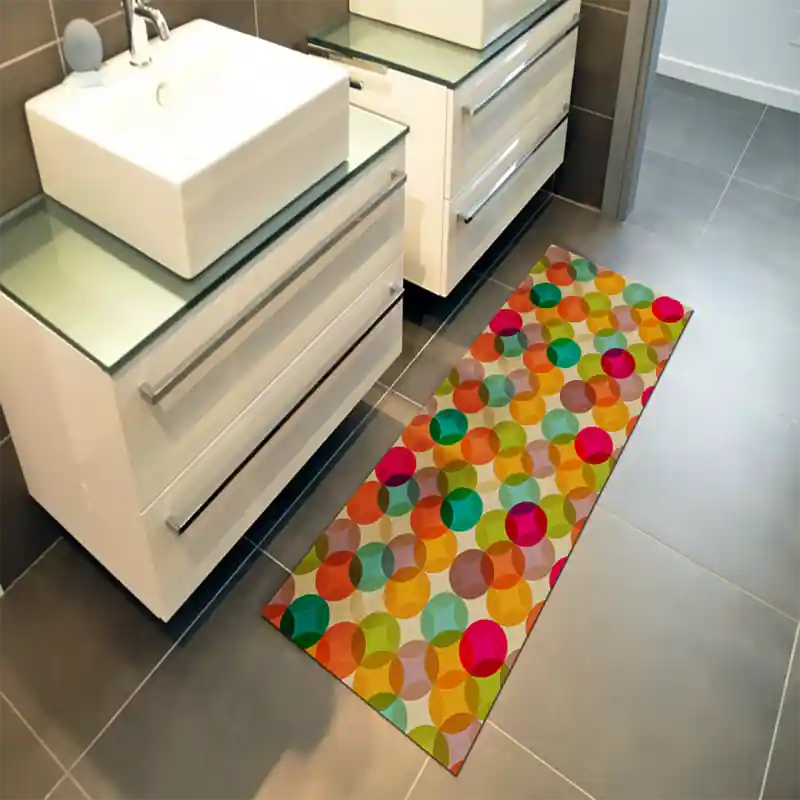 Tappeto Passatoia Salotto Cucina Bagno Lavabile Pattern Geometrico Cerchi Rombi Multicolor PATT0039