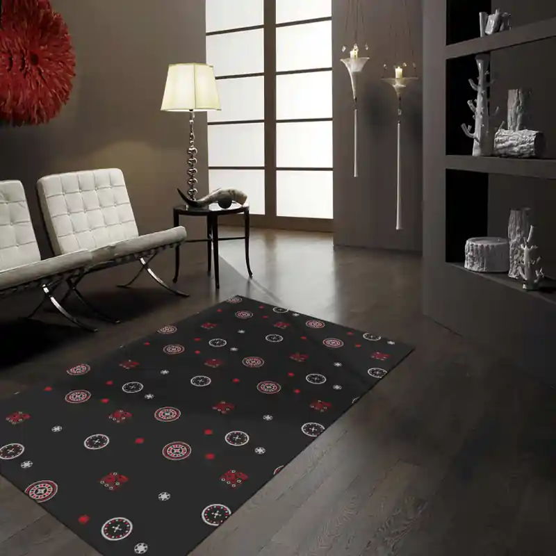 Tappeto Passatoia Salotto Cucina Bagno Lavabile Pattern Motivo Casinò Roulette Rosso Nero - PATT0031