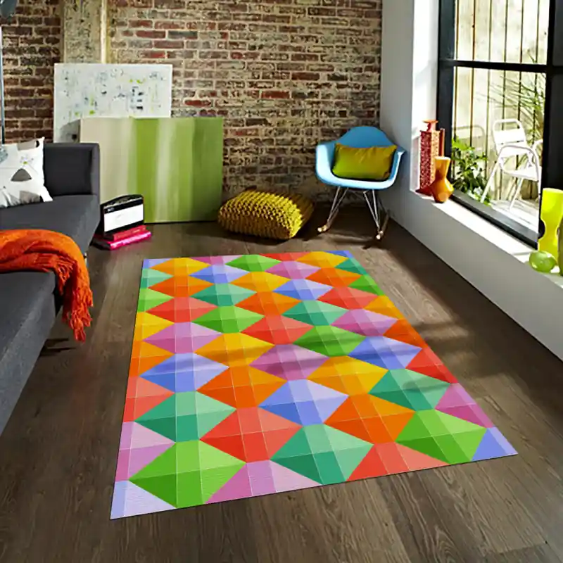 Tappeto Passatoia Salotto Cucina Bagno Lavabile Pattern Motivo Esagono Multicolore - PATT0028