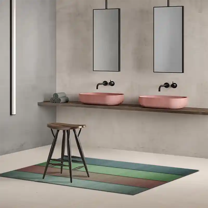Tappeto Passatoia Salotto Cucina Bagno Lavabile Pattern Legno Sovrapposto Verde - PATT0021