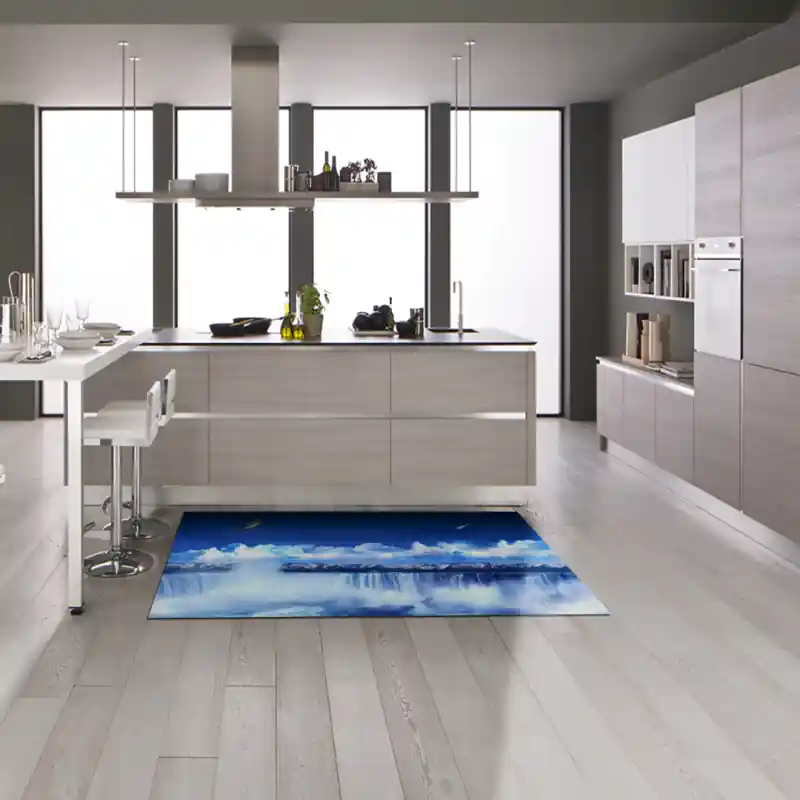 Tappeto Passatoia Salotto Cucina Bagno Lavabile Montagne Neve Cascata Riflesso Luna Pianeta SPA0053
