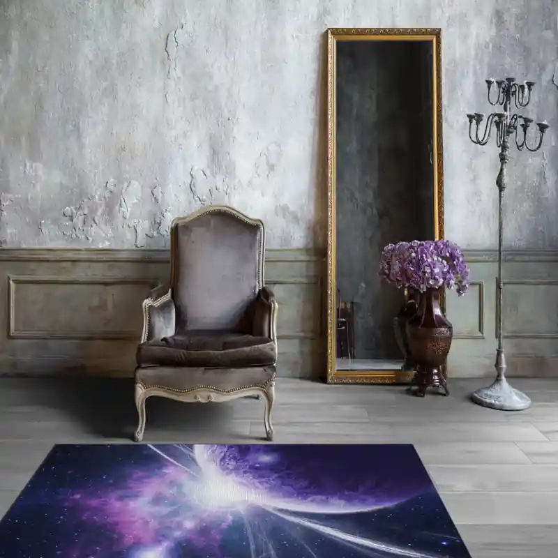 Tappeto Passatoia Salotto Cucina Bagno Lavabile Spazio Pianeti Nebulosa Fasci Luminosi - SPA0052