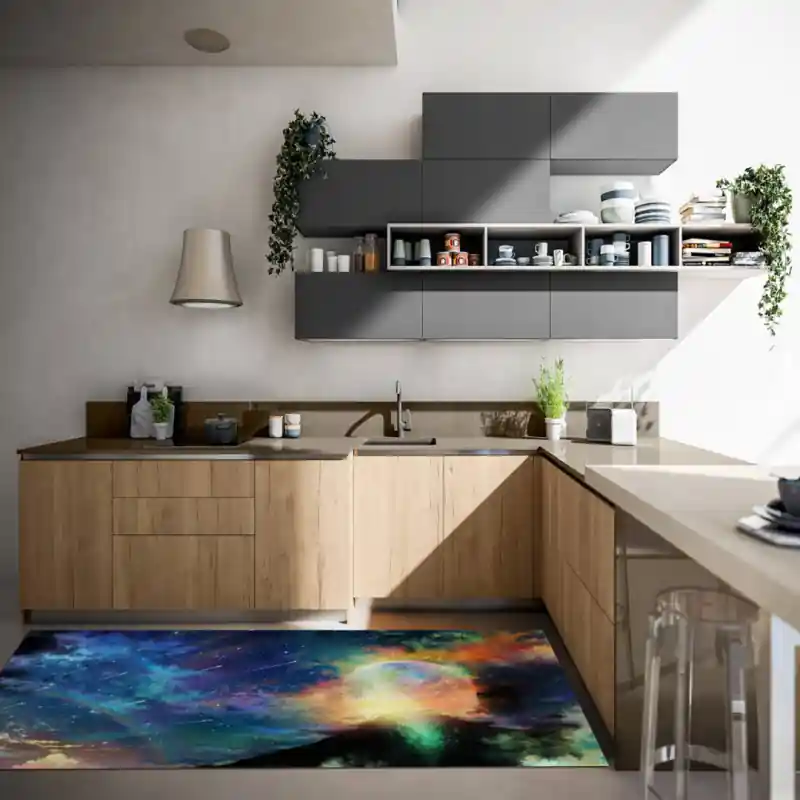 Tappeto Passatoia Salotto Cucina Bagno Lavabile Spazio Universo Galassia Stelle Luci Colori SPA0043