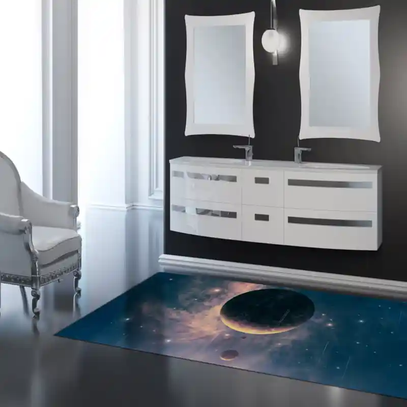 Tappeto Passatoia Salotto Cucina Bagno Lavabile Spazio Pianeti Galassia Meteore Satelliti - SPA0041